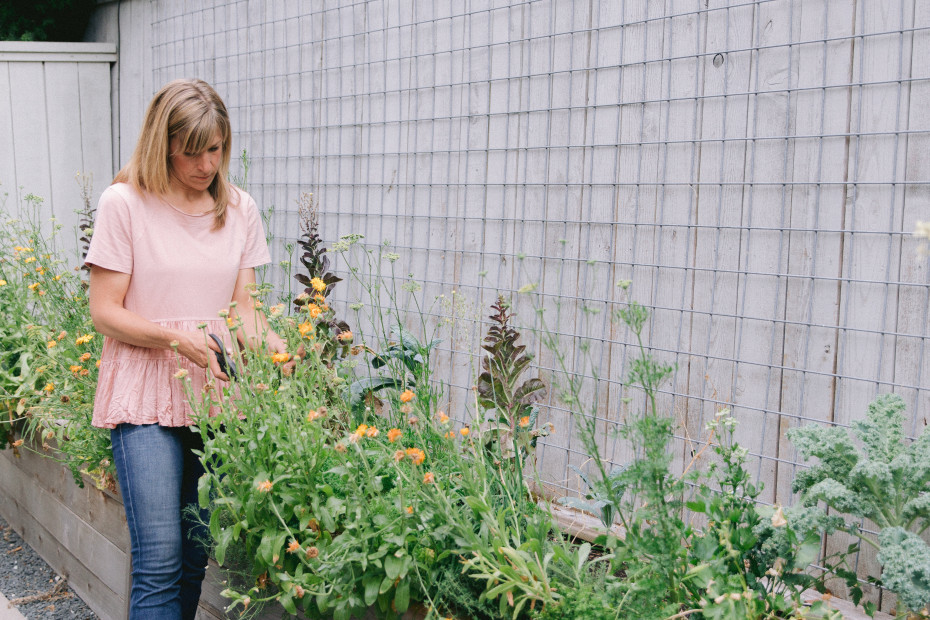 Nicole Burke working in a garden